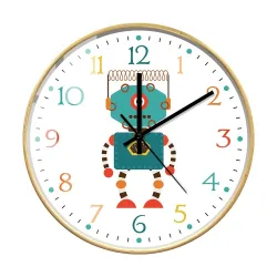 Stylische Kinder-Wanduhr - Quarz - Retro-Roboter-Design