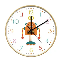 Stylische Kinder-Wanduhr - Quarz - Retro-Roboter-Design