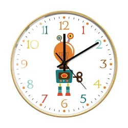 Stylische Kinder-Wanduhr - Quarz - Retro-Roboter-Design