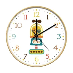 Stylische Kinder-Wanduhr - Quarz - Retro-Roboter-Design
