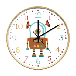 Stylische Kinder-Wanduhr - Quarz - Retro-Roboter-Design