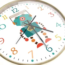 Stylische Kinder-Wanduhr - Quarz - Retro-Roboter-Design