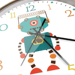 Stylische Kinder-Wanduhr - Quarz - Retro-Roboter-Design
