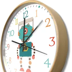 Stylische Kinder-Wanduhr - Quarz - Retro-Roboter-Design