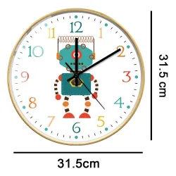 Stylische Kinder-Wanduhr - Quarz - Retro-Roboter-Design