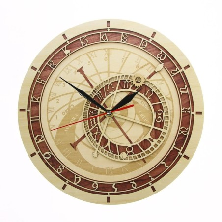 Decorative wall wooden clock - quartz - Prague / Czech Republic astronomyClocks