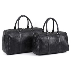 Fashionable travel bag - large capacity - leather - woven pattern