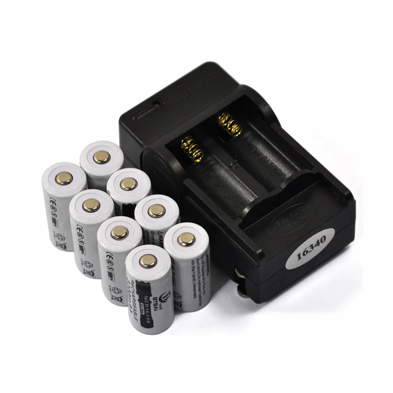 CR123A 16340 - 2200mAh 3,7V Li-Ion Akku 8 Stück / 16340 Ladegerät CR123A 16340 - 2200mAh 3,7V Li-Ion Akku 8 Stück / 16340 Ladegerät