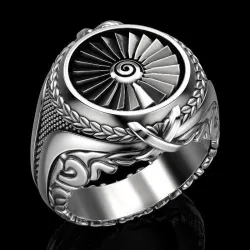 Vintage Silberring - Siegelring - Punk-Stil - Metallturbine - Sterling Silber 925