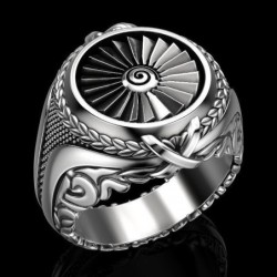 Vintage silver ring - signet ring - punk style - metal turbine - sterling silver 925