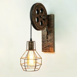 Retro pulley wall light - wooden lampWall lights