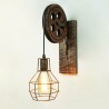 Retro Flaschenzug Wandleuchte - Holzlampe