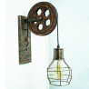 Retro Flaschenzug Wandleuchte - Holzlampe