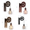 Retro Flaschenzug Wandleuchte - Holzlampe
