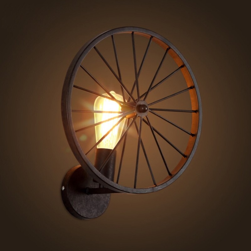 Retro Wandleuchte - Metalllampe - industrielles Raddesign