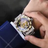 WINNER - luxuriöse Uhr - mechanisch - leuchtend - mit Diamanten - transparentes Skelettdesign - mit Schatulle