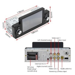 Autoradio - M160 - Fernbedienung - Kamera - 1 Din - 5 Zoll - Mirror Link - Bluetooth - Android - IOS - Dual USB