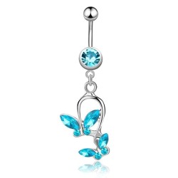 Belly button ring - piercing - green crystal zirconia - surgical steelPiercings