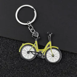 Gelbes Fahrrad - Schlüsselanhänger aus Metall