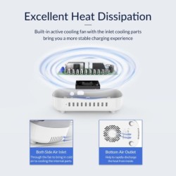 ORICO - USB-Ladegerät mit 10 Anschlüssen - Dockingstation - mit Halterung - 120W 5V2.4A*10