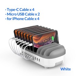 ORICO - USB-Ladegerät mit 10 Anschlüssen - Dockingstation - mit Halterung - 120W 5V2.4A*10
