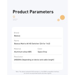 Baseus - 4K HD switch - HDMI-compatible adapterHDMI Switch