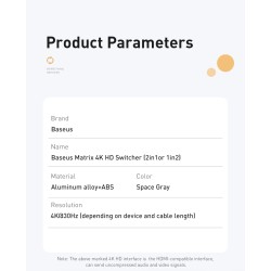 Baseus - 4K HD Switch - HDMI-kompatibler Adapter