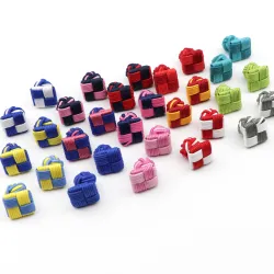 Colorful braided square knots - cufflinksCufflinks