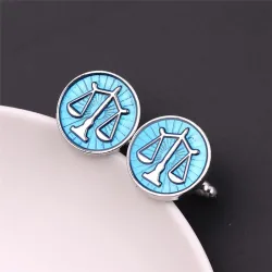 Round blue cufflinks - libra scaleCufflinks