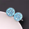 Round blue cufflinks - libra scaleCufflinks
