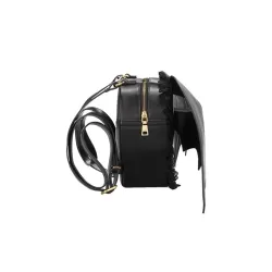 Schwarzer Lederrucksack - Punk-Stil - mit Fledermausflügeln