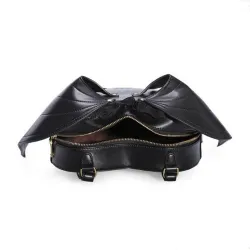 Schwarzer Lederrucksack - Punk-Stil - mit Fledermausflügeln