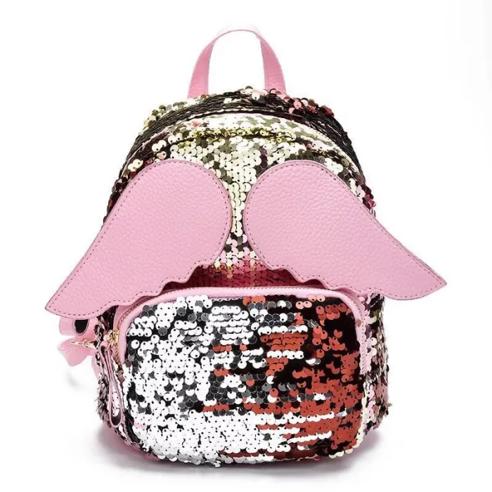 Mini-Pailletten-Rucksack - mit Engelsflügeln