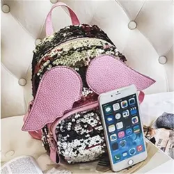 Mini-Pailletten-Rucksack - mit Engelsflügeln