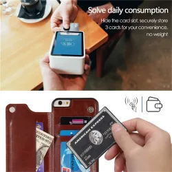 Retro-Kartenhalter – Handyhülle – Leder-Flip-Cover – Mini-Geldbörse – für iPhone – blau