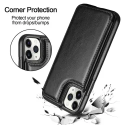 Retro-Kartenhalter – Handyhülle – Leder-Flip-Cover – Mini-Geldbörse – für iPhone – blau