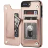 Retro-Kartenhalter – Handyhülle – Leder-Flip-Cover – Mini-Geldbörse – für iPhone – Roségold