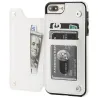 Retro-Kartenhalter – Handyhülle – Leder-Flip-Cover – Mini-Geldbörse – für iPhone – weiß