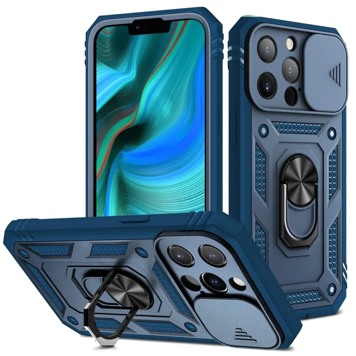 Schutzhülle – Kameraobjektivabdeckung – robuster Stoßfänger – um 360 drehbarer Ständer – für iPhone