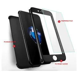 Luxury 360 Full Cover - mit Displayschutz aus gehärtetem Glas - für iPhone - schwarz