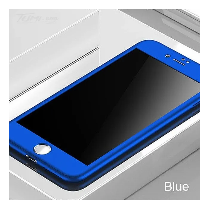 Luxury 360 Full Cover - mit Displayschutz aus gehärtetem Glas - für iPhone - blau