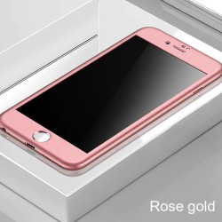 Luxury 360 Full Cover – mit Displayschutz aus gehärtetem Glas – für iPhone – Roségold
