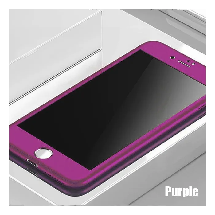 Luxury 360 Full Cover - mit Displayschutz aus gehärtetem Glas - für iPhone - lila
