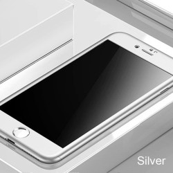 Luxury 360 Full Cover – mit Displayschutz aus gehärtetem Glas – für iPhone – Silber