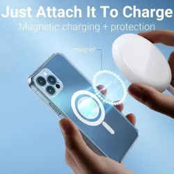 Magsafe kabelloses Laden – transparente Magnethülle – magnetischer Kartenhalter aus Leder – für iPhone – dunkelgrün