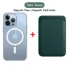 Magsafe kabelloses Laden – transparente Magnethülle – magnetischer Kartenhalter aus Leder – für iPhone – dunkelgrün