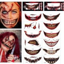 Temporäres Halloween-Tattoo - wasserfester Aufkleber - Clown-Mund - 12 Stück