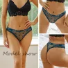 Sexy thongs - floral lace - letters printed - low waist - 3 piecesLingerie