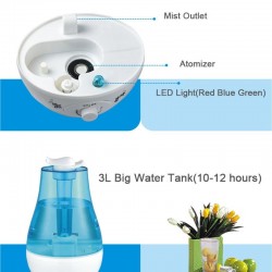 Ultrasonic air humidifier - double sprayers - 3000mlHumidifiers