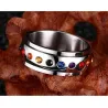 Rotating silver ring - rainbow crystal stones - stainless steelRings
